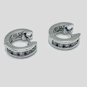 Sterling Silver Channel Set Huggie Hoop Earrings Purchased From Freida Rothman